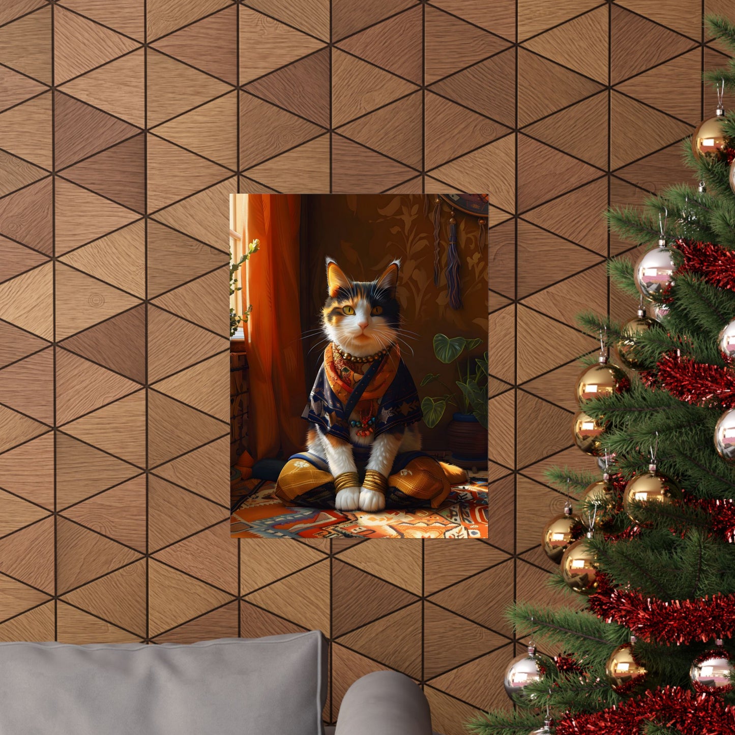Whimsical Cat Art Poster | Cozy Home Decor for Cat Lovers