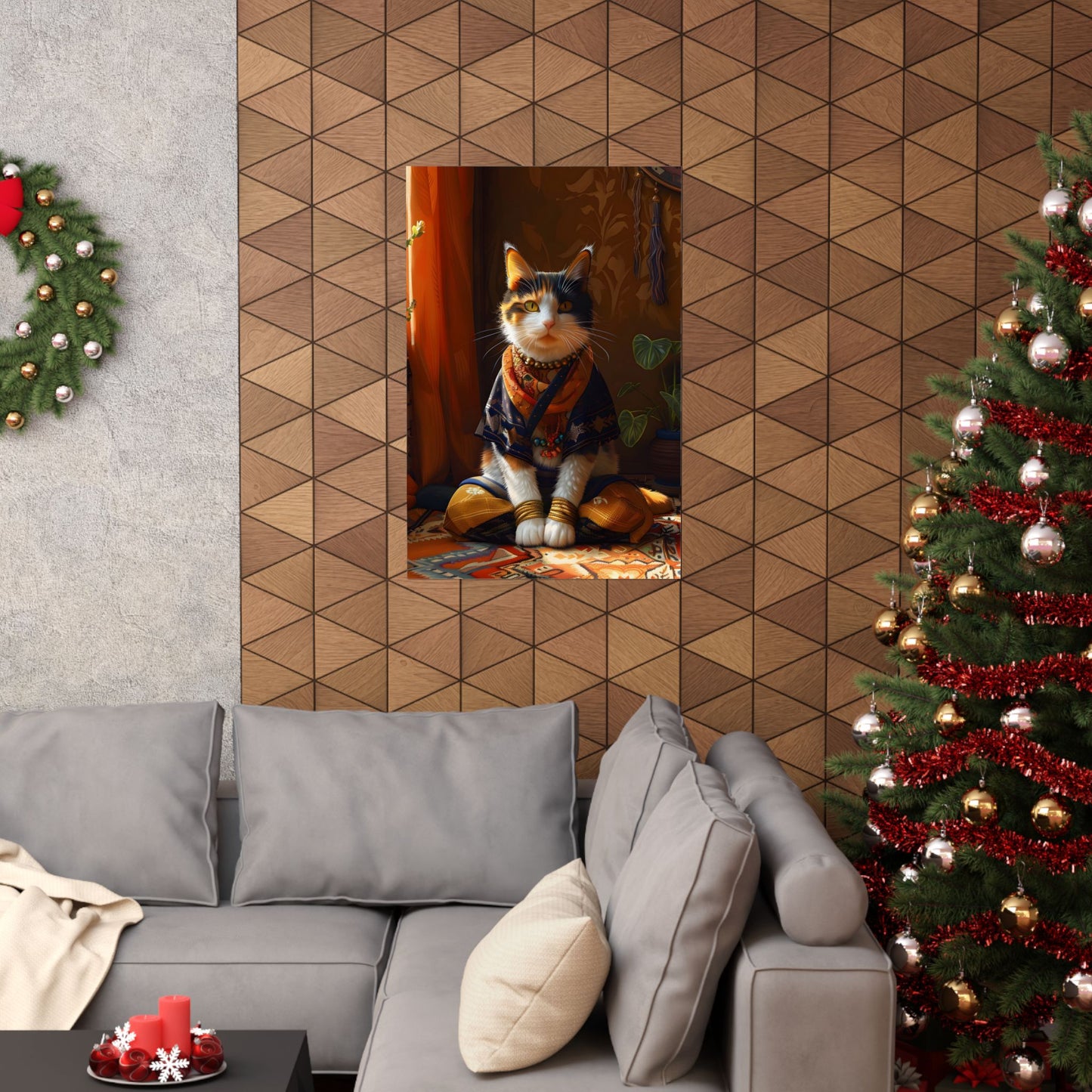 Whimsical Cat Art Poster | Cozy Home Decor for Cat Lovers