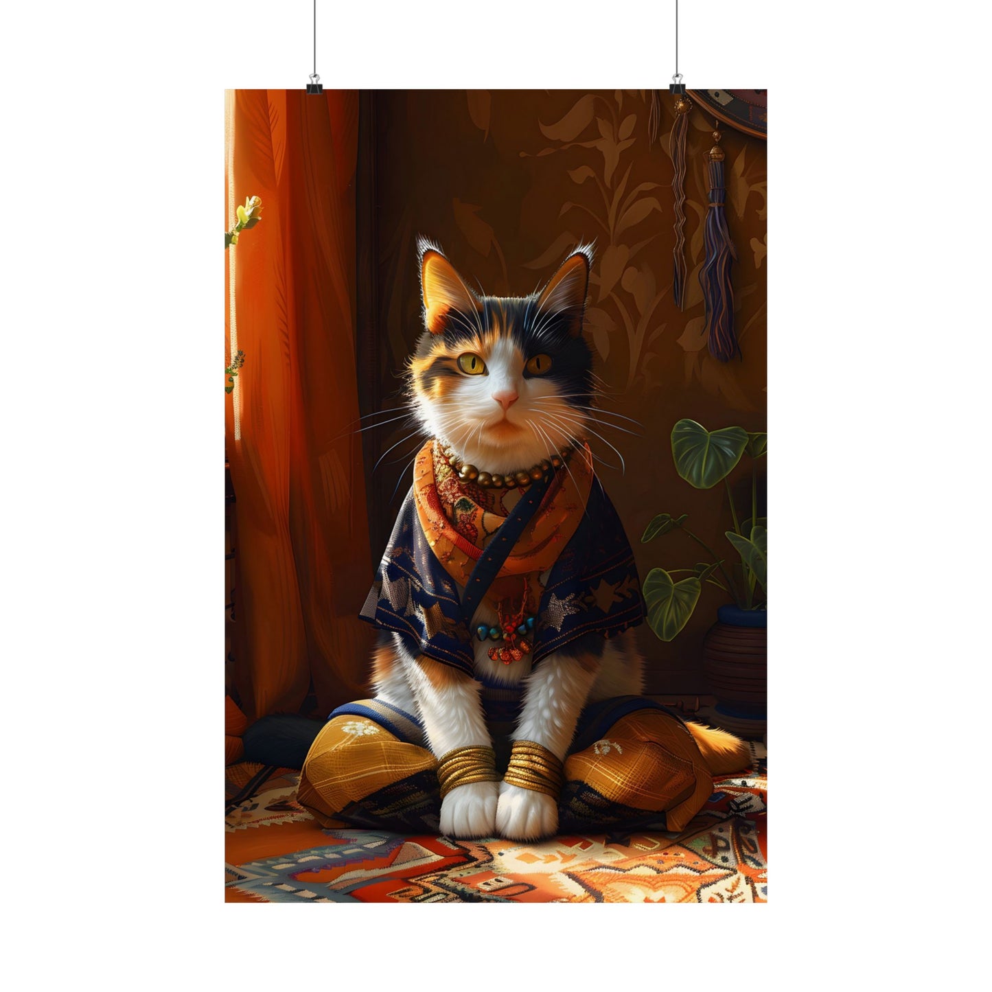 Whimsical Cat Art Poster | Cozy Home Decor for Cat Lovers