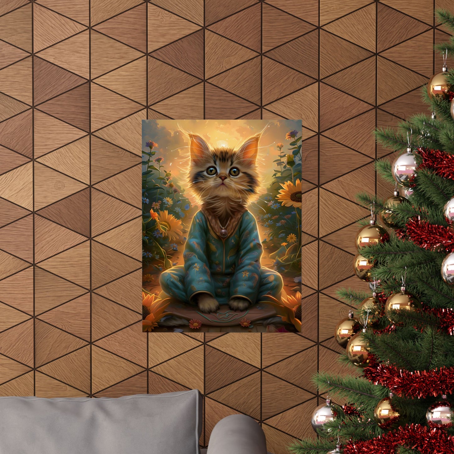 Whimsical Cat Art Poster - Cute Feline Illustration for Cat Lovers