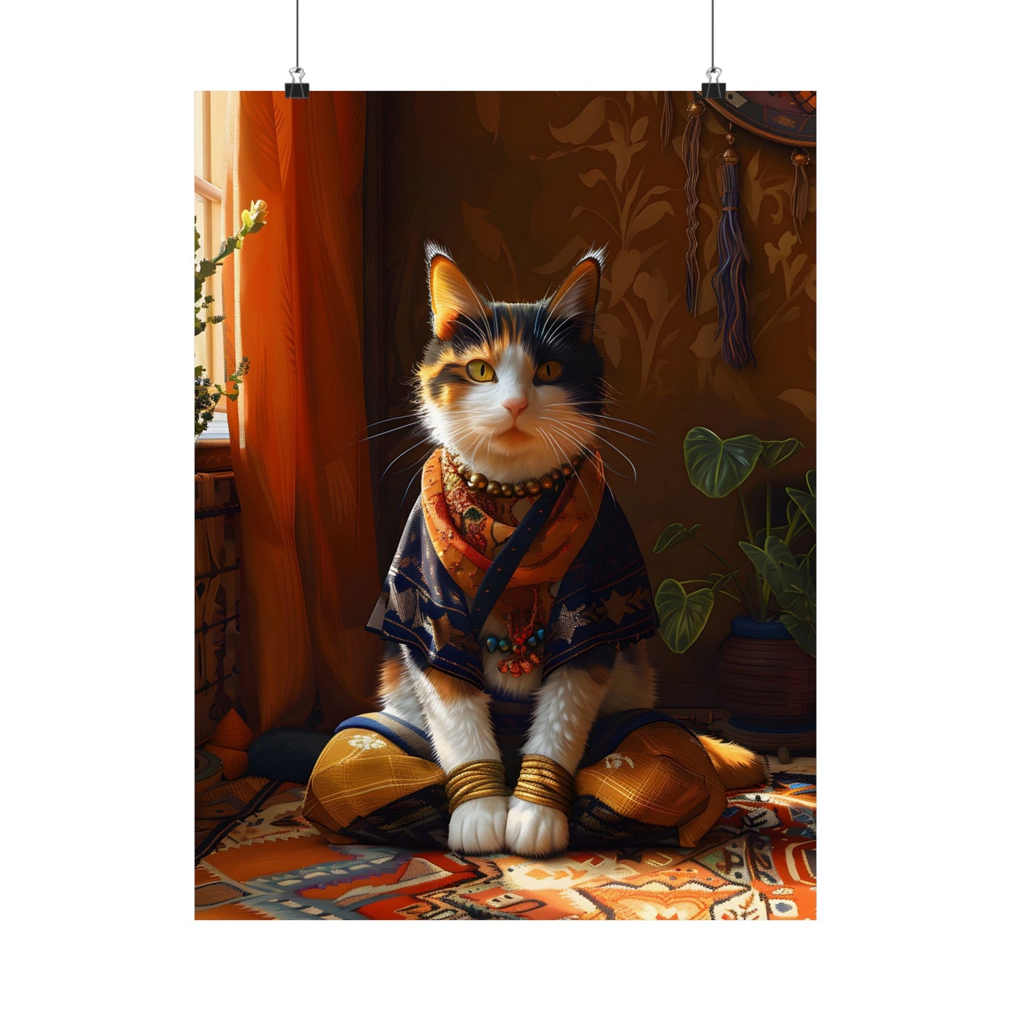 Whimsical Cat Art Poster | Cozy Home Decor for Cat Lovers