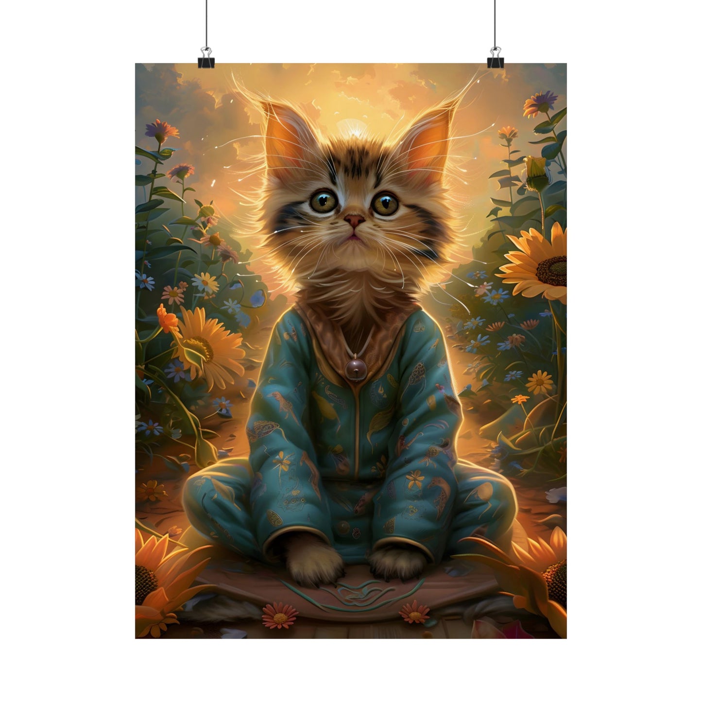 Whimsical Cat Art Poster - Cute Feline Illustration for Cat Lovers