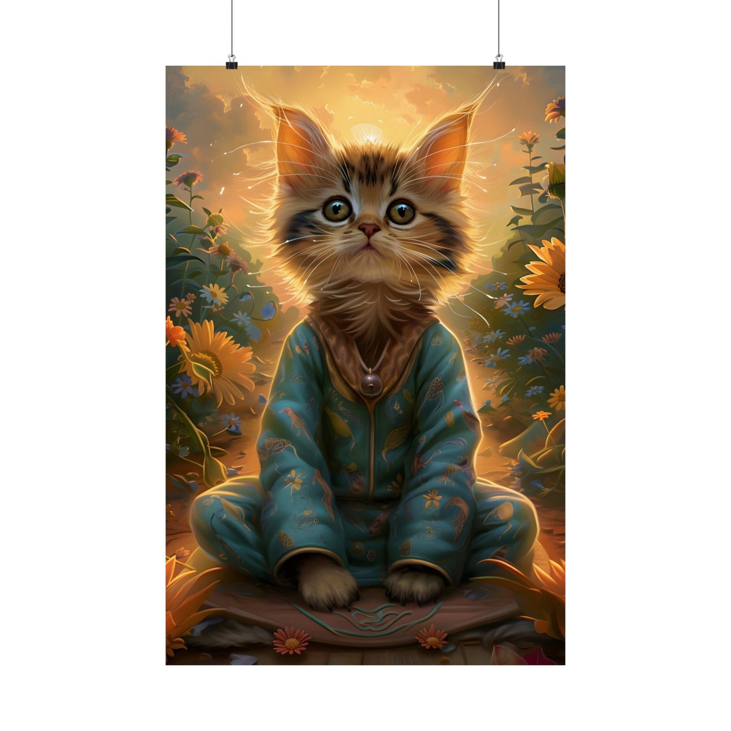 Whimsical Cat Art Poster - Cute Feline Illustration for Cat Lovers