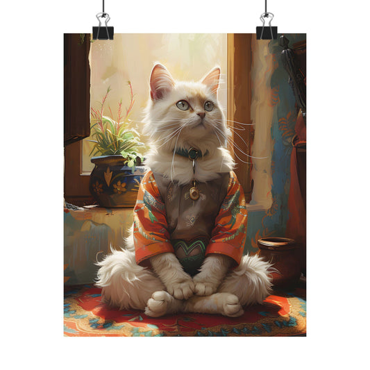 Charming Cat Matte Vertical Poster - Cozy Home Decor for Cat Lovers