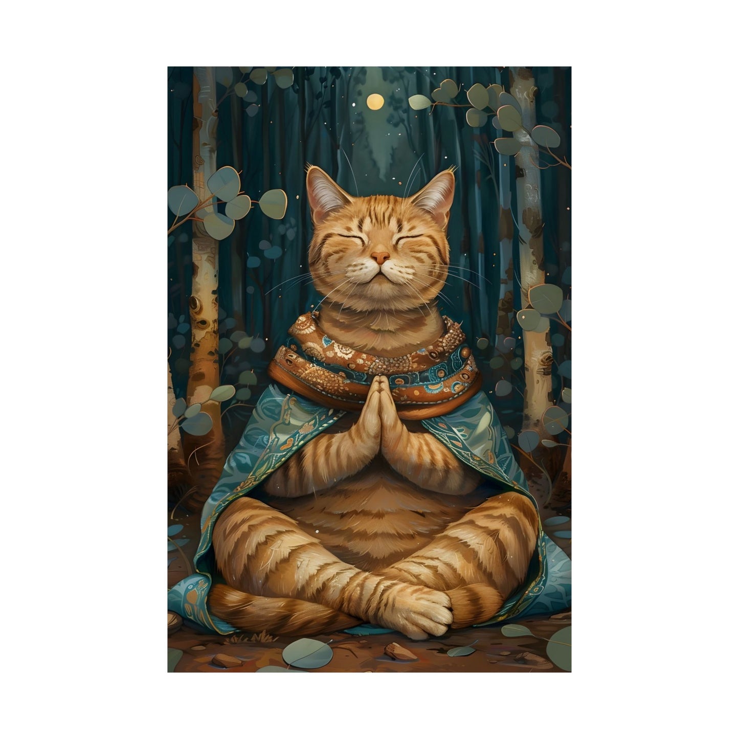 Meditative Cat Poster | Relaxing Home Decor for Cat Lovers