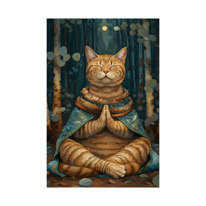 Meditative Cat Poster | Relaxing Home Decor for Cat Lovers