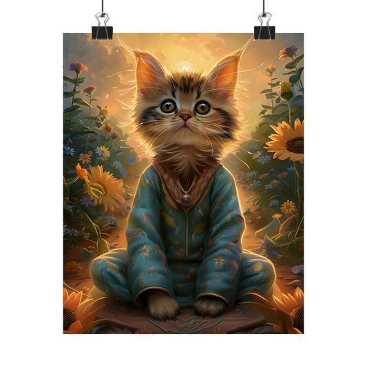 Whimsical Cat Art Poster - Cute Feline Illustration for Cat Lovers