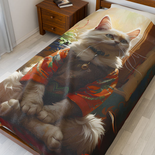 Cozy Cat-Themed Velveteen Plush Blanket - Perfect for Cat Lovers