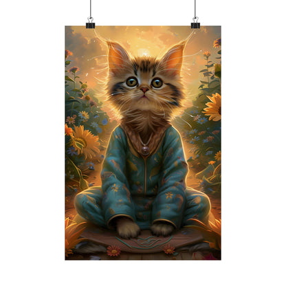 Whimsical Cat Art Poster - Cute Feline Illustration for Cat Lovers