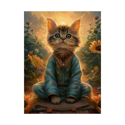 Whimsical Cat Art Poster - Cute Feline Illustration for Cat Lovers