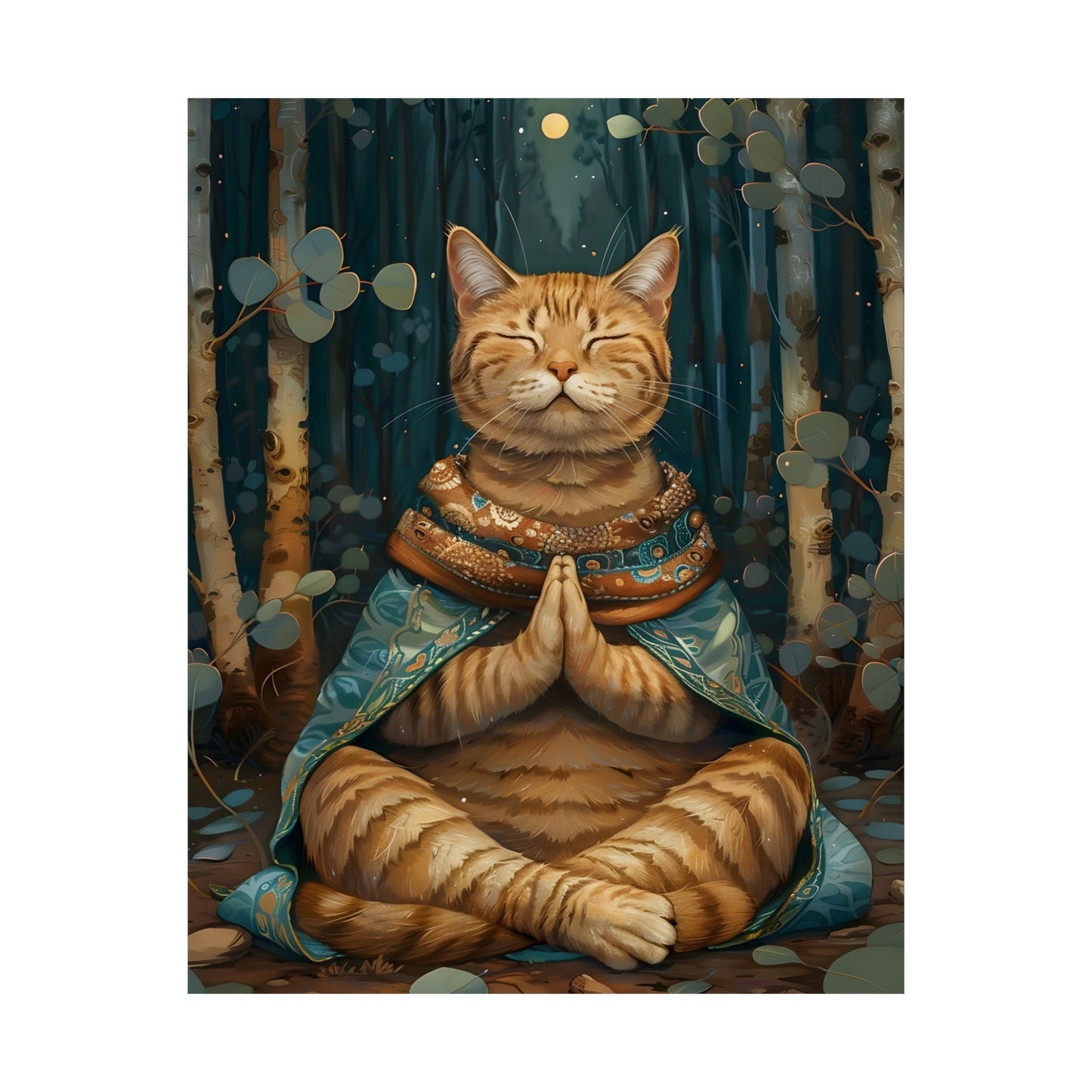 Meditative Cat Poster | Relaxing Home Decor for Cat Lovers