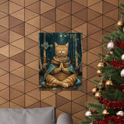 Meditative Cat Poster | Relaxing Home Decor for Cat Lovers