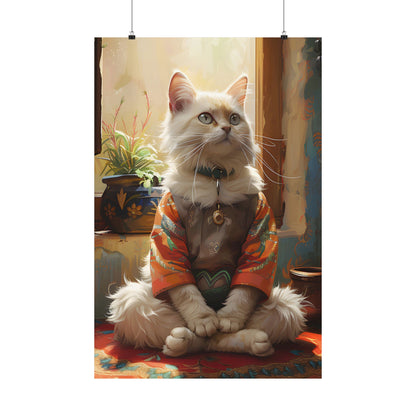 Charming Cat Matte Vertical Poster - Cozy Home Decor for Cat Lovers