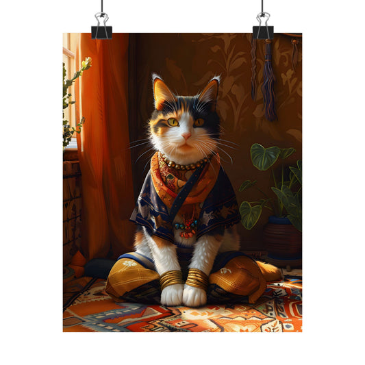 Whimsical Cat Art Poster | Cozy Home Decor for Cat Lovers