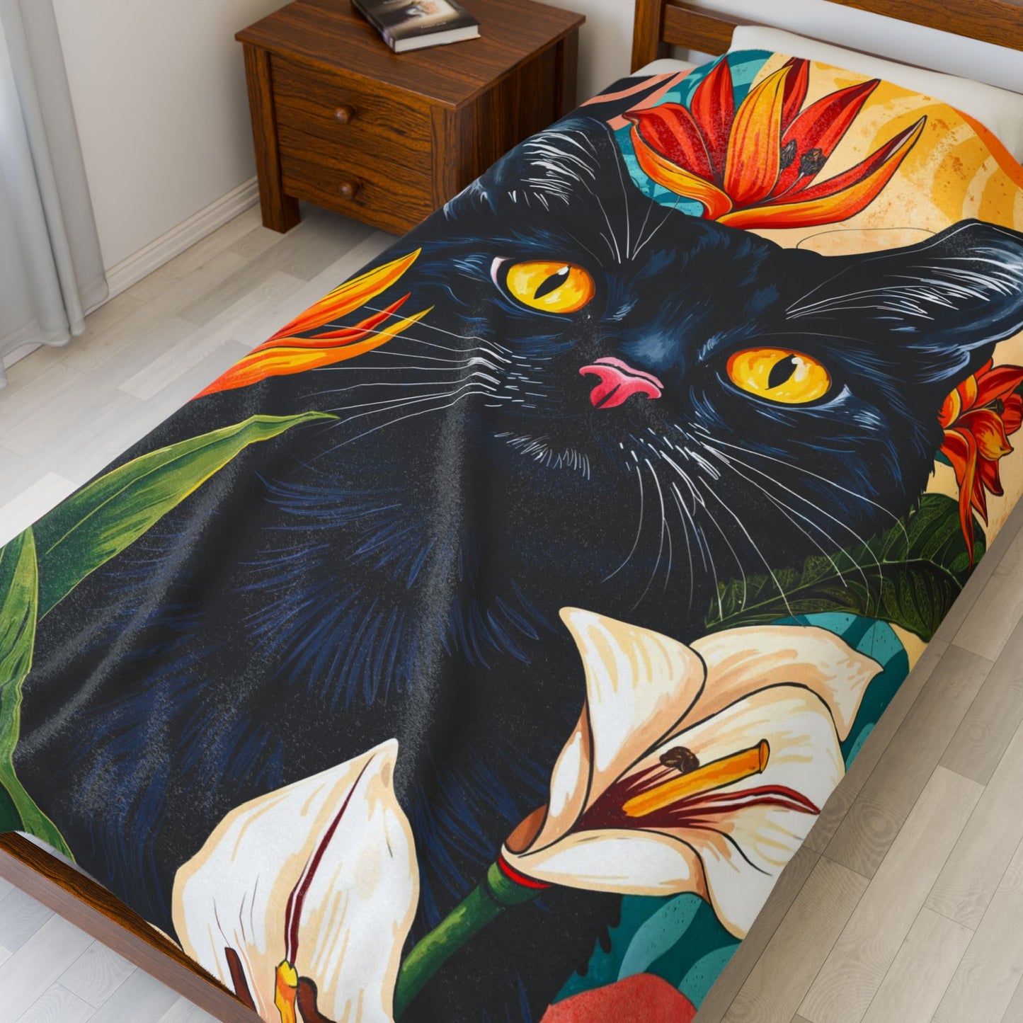 Cozy Cat-Themed Velveteen Plush Blanket - Perfect for Pet Lovers!