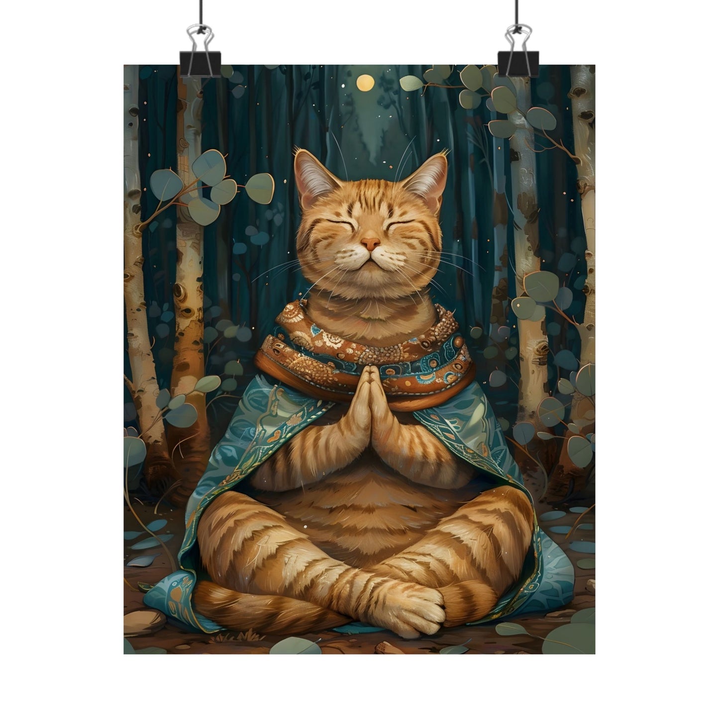 Meditative Cat Poster | Relaxing Home Decor for Cat Lovers