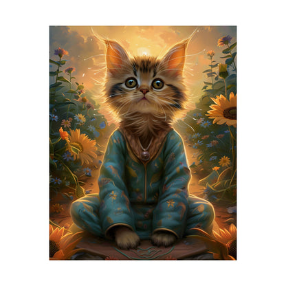 Whimsical Cat Art Poster - Cute Feline Illustration for Cat Lovers